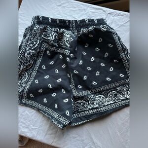 SHEIN Black Paisley Athletic Shorts